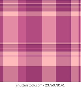 Plaid background check of fabric vector texture with a pattern textile tartan seamless in pink and red colors.
