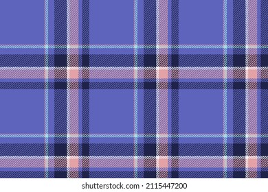 Plaid background, check seamless pattern in blue. Vector fabric texture for textile print, wrapping paper, gift card, wallpaper flat design.
