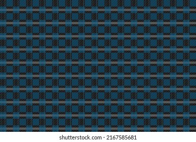 Plaid background, check seamless pattern in black and blue Vector fabric texture for textile print, wrapping paper, gift card or wallpaper.