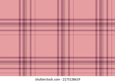 Plaid background, check seamless pattern in pink. Vector fabric texture for textile print, wrapping paper, gift card, wallpaper flat design.