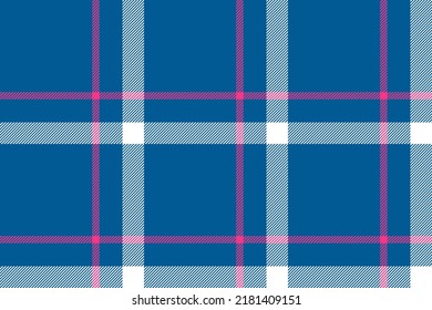Plaid background, check seamless pattern in blue. Vector fabric texture for textile print, wrapping paper, gift card, wallpaper flat design.