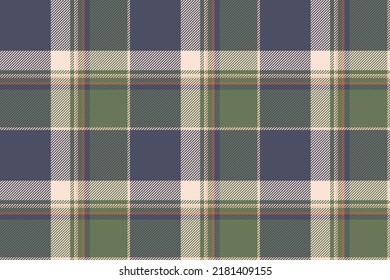 Plaid background, check seamless pattern in green. Vector fabric texture for textile print, wrapping paper, gift card, wallpaper flat design.