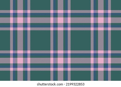 Plaid background, check seamless pattern in green. Vector fabric texture for textile print, wrapping paper, gift card, wallpaper flat design.