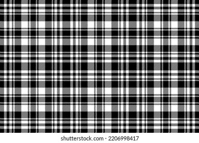Plaid background, check seamless pattern in black and white. Vector fabric texture for textile print, wrapping paper, gift card, wallpaper flat design.