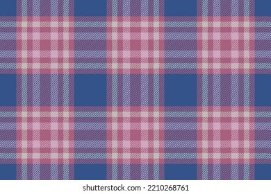 Plaid background, check seamless pattern in blue. Vector fabric texture for textile print, wrapping paper, gift card, wallpaper flat design.