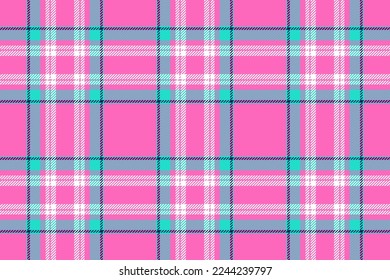 Plaid background, check seamless pattern in pink. Vector fabric texture for textile print, wrapping paper, gift card, wallpaper flat design.