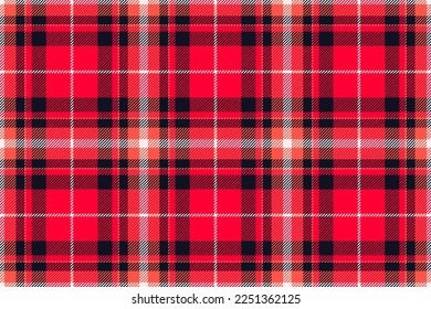 Plaid background, check seamless pattern in red. Vector fabric texture for textile print, wrapping paper, gift card, wallpaper flat design.