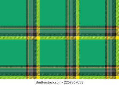 Plaid background, check seamless pattern in green. Vector fabric texture for textile print, wrapping paper, gift card, wallpaper flat design.