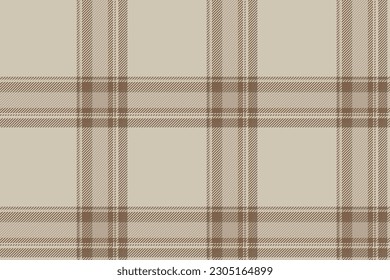 Plaid background, check seamless pattern in beige. Vector fabric texture for textile print, wrapping paper, gift card, wallpaper flat design.