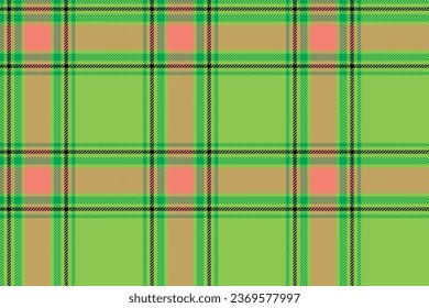 Plaid background, check seamless pattern in green. Vector fabric texture for textile print, wrapping paper, gift card, wallpaper flat design.