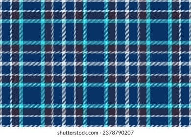 Plaid background, check seamless pattern in blue. Vector fabric texture for textile print, wrapping paper, gift card, wallpaper flat design.