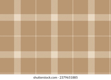 Plaid background, check seamless pattern in beige. Vector fabric texture for textile print, wrapping paper, gift card, wallpaper flat design.