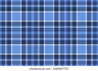 Plaid background, check seamless pattern in blue. Vector fabric texture for textile print, wrapping paper, gift card, wallpaper flat design.