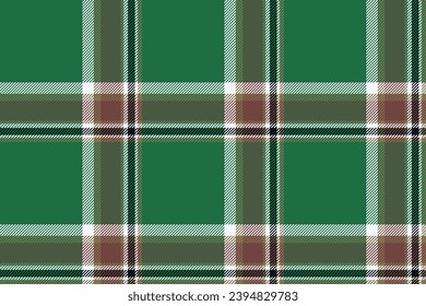 Plaid background, check seamless pattern in green. Vector fabric texture for textile print, wrapping paper, gift card, wallpaper flat design.