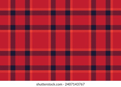 Plaid background, check seamless pattern in red. Vector fabric texture for textile print, wrapping paper, gift card, wallpaper flat design.