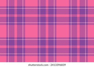 Plaid background, check seamless pattern in pink. Vector fabric texture for textile print, wrapping paper, gift card, wallpaper flat design.