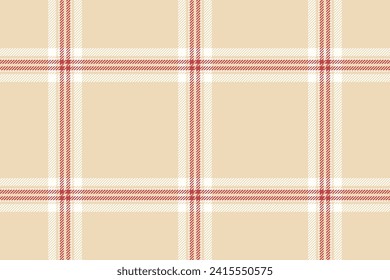 Plaid background, check seamless pattern in beige. Vector fabric texture for textile print, wrapping paper, gift card, wallpaper flat design.