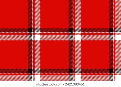 Plaid background, check seamless pattern in red. Vector fabric texture for textile print, wrapping paper, gift card, wallpaper flat design.