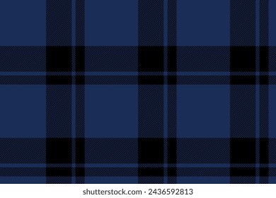 Plaid background, check seamless pattern in blue. Vector fabric texture for textile print, wrapping paper, gift card, wallpaper flat design.