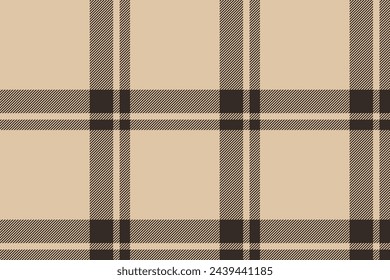 Plaid background, check seamless pattern in beige. Vector fabric texture for textile print, wrapping paper, gift card, wallpaper flat design.