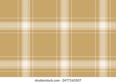 Plaid background, check seamless pattern in beige. Vector fabric texture for textile print, wrapping paper, gift card or wallpaper.