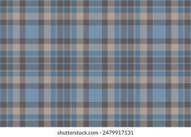 Plaid background, check seamless pattern in blue. Vector fabric texture for textile print, wrapping paper, gift card or wallpaper.