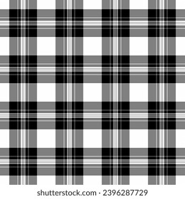 Plaid background check of vector textile texture with a pattern tartan fabric seamless in gray and white colors.