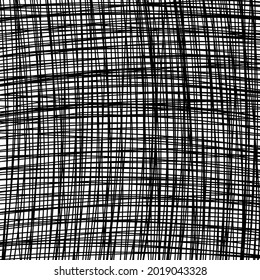 Plaid background. Crossed stripes and lines pattern. Curves abstract monochrome line art vector background. Design for wallpaper, textile, wrapping, banner, poster, cover