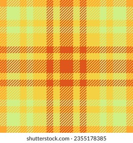 Plaid background fabric of tartan vector pattern with a textile check texture seamless in orange and yellow colors.