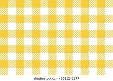 fundo xadrez gingham verificar tecido textura vetor amarelo e branco cores tartan sem costura padrão ilustração têxtil
