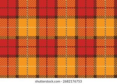 plaid background gingham check fabric texture red and orange colors tartan vector autumn seamless pattern illustration textile