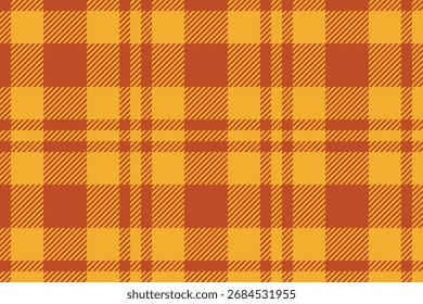 plaid background gingham check fabric texture yellow and orange colors tartan vector seamless pattern illustration textile