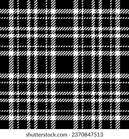 Plaid background pattern of textile seamless vector with a texture check fabric tartan in black and white colors.