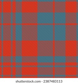 Plaid background seamless of pattern texture vector with a check fabric textile tartan in cyan and easter red colors.