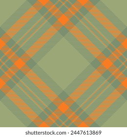 Plaid background tartan of check vector seamless with a texture pattern textile fabric in pastel and orange colors.