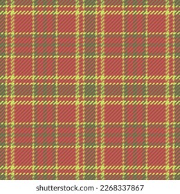 Plaid background tartan. Seamless vector pattern. Texture textile check fabric in lime and red colors.