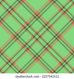 Plaid background vector. Fabric textile tartan. Texture pattern seamless check in green and orange colors.