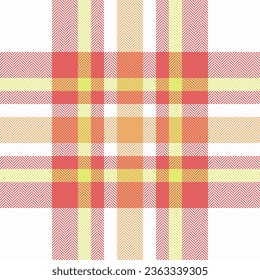 Plaid background vector of fabric textile pattern with a check texture seamless tartan in white and red colors.