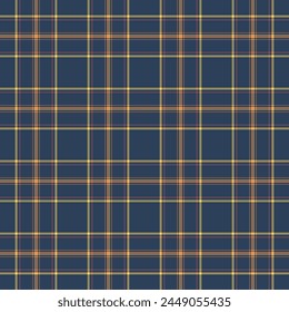 Plaid background vector of tartan textile texture with a pattern check fabric seamless in blue and yellow colors.
