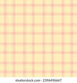 Plaid background vector of textile fabric seamless with a pattern check texture tartan in light and peach puff colors.