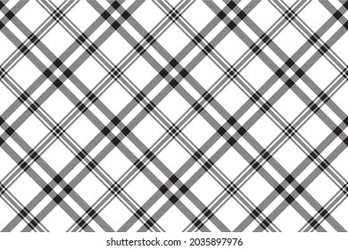 Plaid black white seamless pattern. Vector illustration.