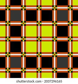 Plaid schwarz-gelbe Quadrate. Vektor wiederholt nahtlose Probe.
