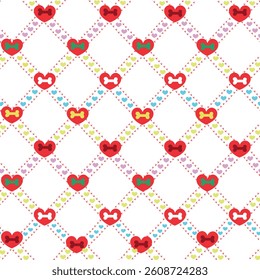 Plaid with bones and hearts pattern Christmas design