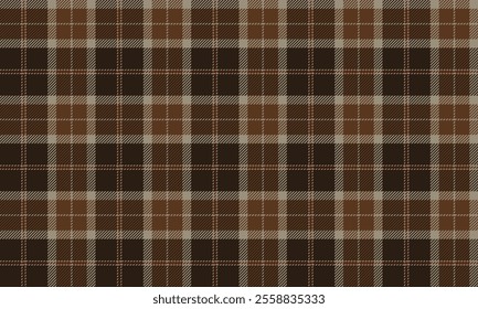 Plaid, brown, cream, autumn seamless pattern for textiles, and for designing clothes, skirts or decorations. Vector illustration.