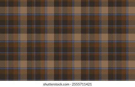 Plaid, brown, cream, blue, autumn seamless pattern for textiles, and for designing clothes, skirts or decorations. Vector illustration.