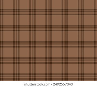 Plaid, brown, seamless grid pattern for textiles and design of clothing, skirts, pants, aprons, tablecloths, blankets or decorative fabrics. Vector illustration.