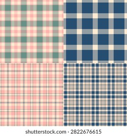 Plaid bundle created for relaxed wardrobe essentials. Vector patterns suit women's everyday fashion, blouses, and layering pieces.