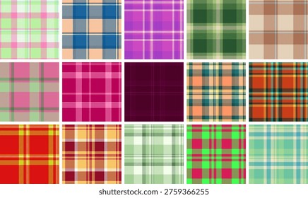 Plaid bundle perfect for women's wardrobe staples. Seamless tartan patterns work for dresses, tops, pants, and everyday layering pieces.