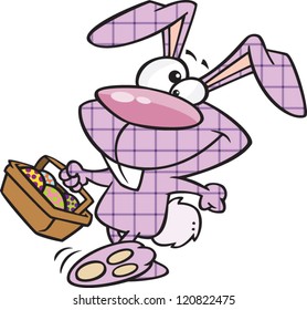 plaid cartoon easter bunny holding a basket