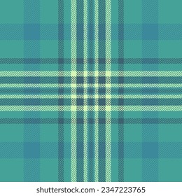 Plaid check background of texture textile pattern with a fabric seamless vector tartan in cyan and teal colors.